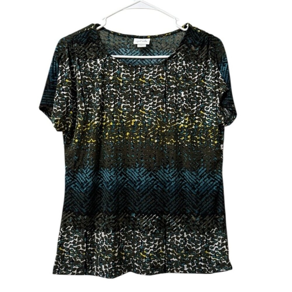 Jaclyn Smith‎ Blouse Women Size Small Short Sleeve Colorful Lightweight Office